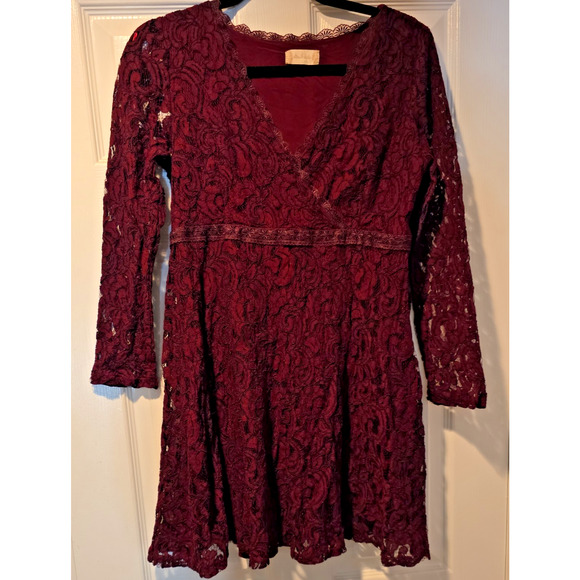 Altar’d State Lace Dress L V-Neck Long Sleeve Flowy Party Cocktail Wedding - Picture 11 of 11